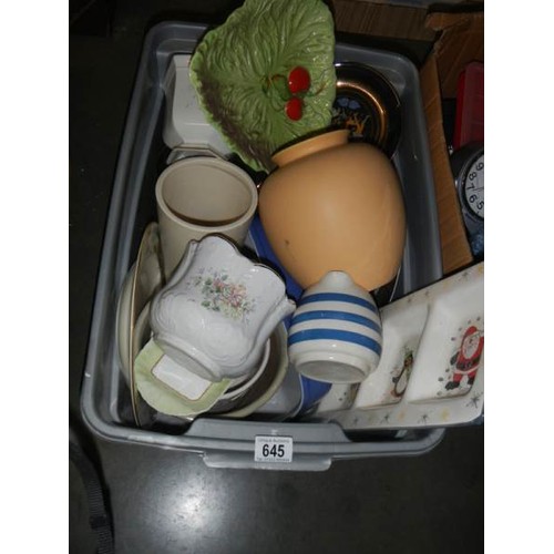 645 - A large box of ceramic plant pots etc.,