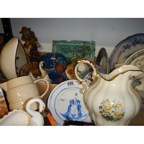 656 - A mixed lot of ceramic jugs, plates etc.,