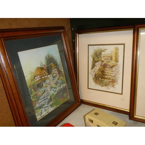 712 - Four framed and glazed rural scene prints.