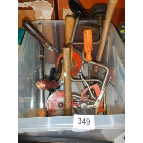 349 - A box of old hand tools.