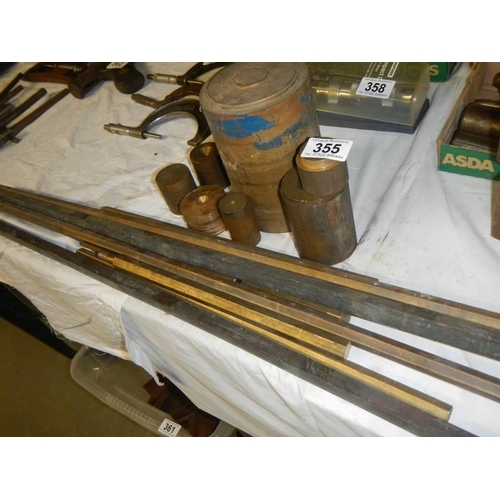 355 - A selection of solid brass rods etc.