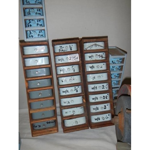 275A - A quantity of small drawers for screws etc.,