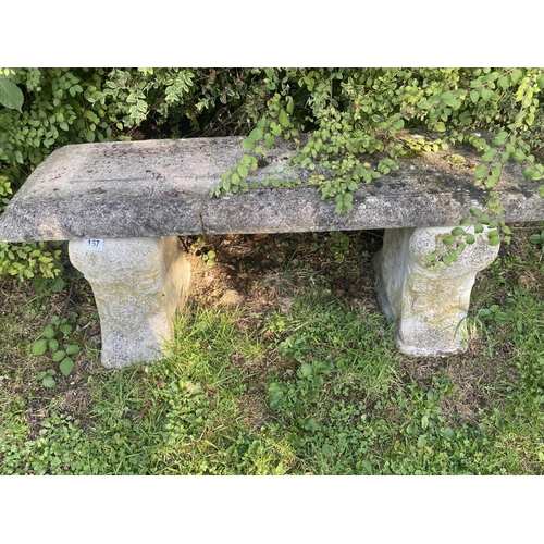 157 - A concrete garden seat. 3ft 6inch long. Collect Only.