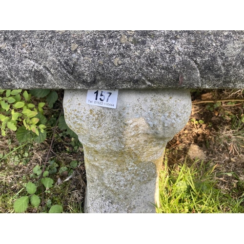 157 - A concrete garden seat. 3ft 6inch long. Collect Only.