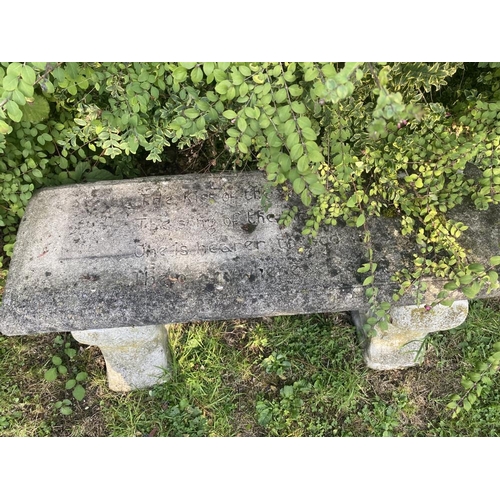 157 - A concrete garden seat. 3ft 6inch long. Collect Only.