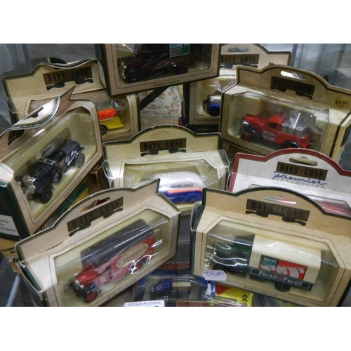 1518 - 26 Days Gone and Models of Yesteryear die cast vehicles, two shelves.