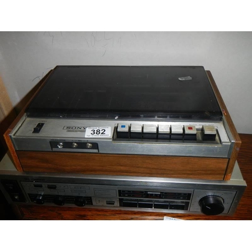 382 - A Sony stereo cassette recorder TC-129 and a Pioneer stereo amp. COLLECT ONLY.