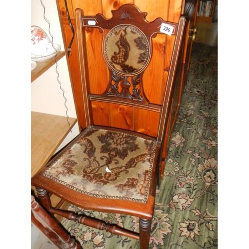 396 - An Edwardian bedroom chair.  COLLECT ONLY.