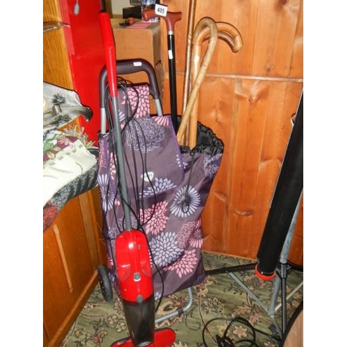 405 - A shopping trolley, walking stick and steam cleaner. COLLECT ONLY.