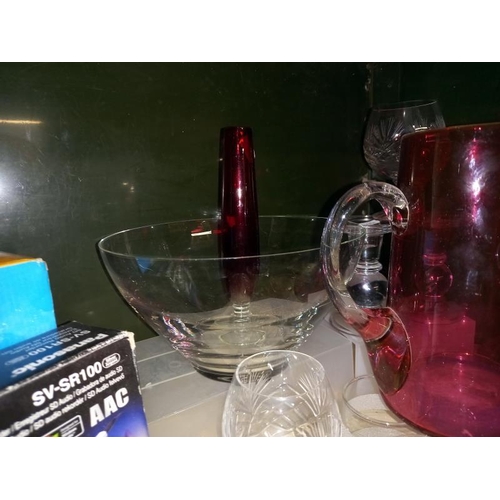 419 - A quantity of good glassware including cranberry glass