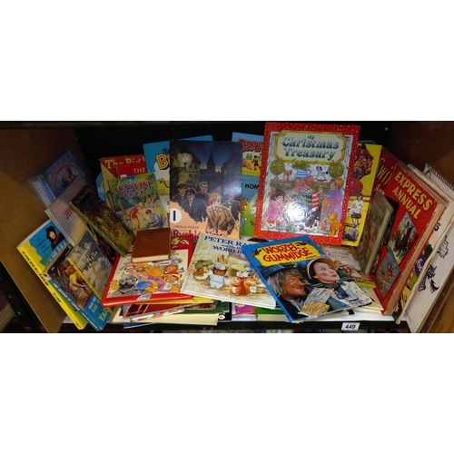 449 - A shelf of children's books including Worzel Gummidge & Tiswas book