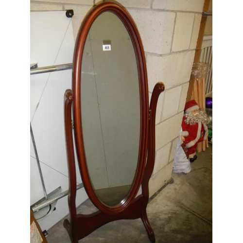 468 - A mahogany cheval mirror. COLLECT ONLY.