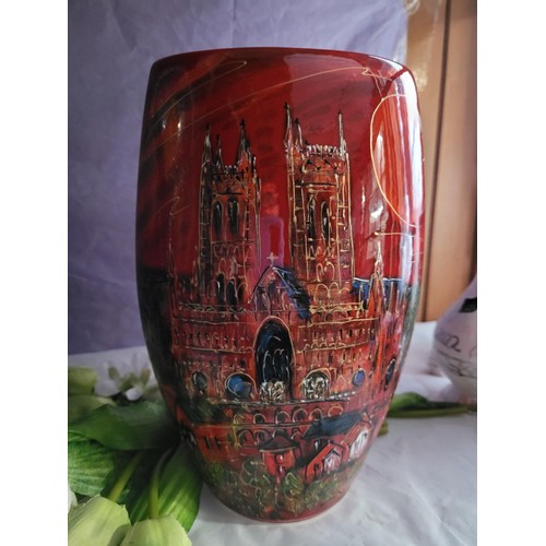 530 - An amazing one of a kind vase by Anita Harris featuring Lincoln Cathedral (Donated by Stoke Art Pott... 