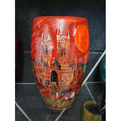 530 - An amazing one of a kind vase by Anita Harris featuring Lincoln Cathedral (Donated by Stoke Art Pott... 