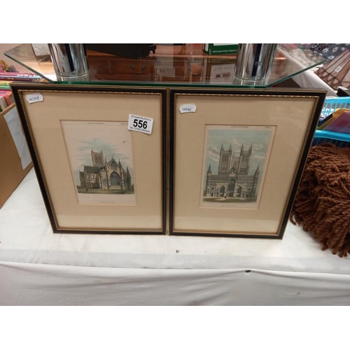 556 - 2 framed and glazed 19thC engravings of Lincoln cathedral