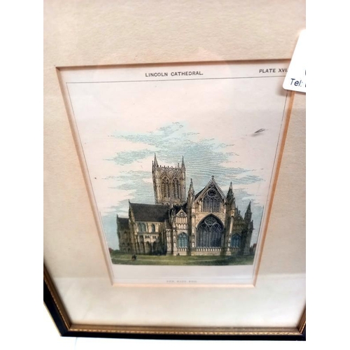 556 - 2 framed and glazed 19thC engravings of Lincoln cathedral