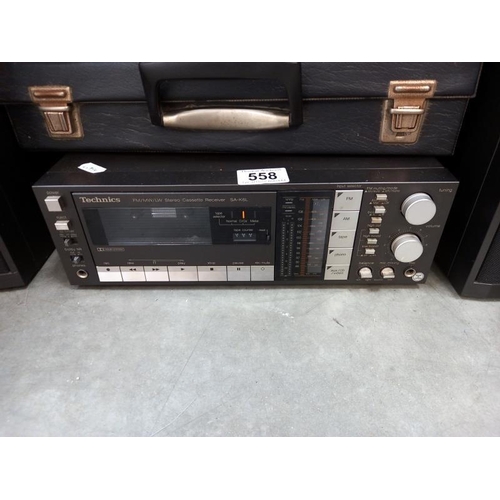 558 - A Technics 5A-K6L cassette/radio and tuner and 2 Technics SBF5 speakers