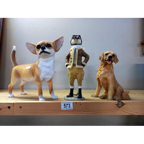 573 - 2 dog figures and a meerkat