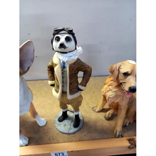 573 - 2 dog figures and a meerkat