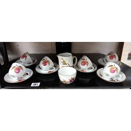 581 - A piece Royal Worcester Evesham tea set