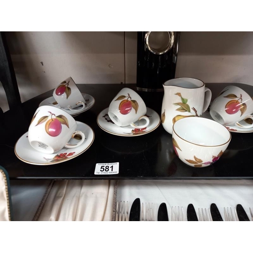 581 - A piece Royal Worcester Evesham tea set