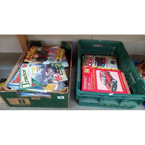 593 - 2 boxes of classic tractor  and model collector magazines etc