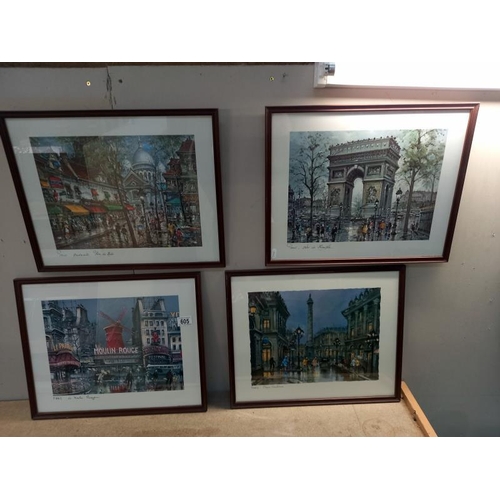 605 - 4 framed and glazed prints of Paris