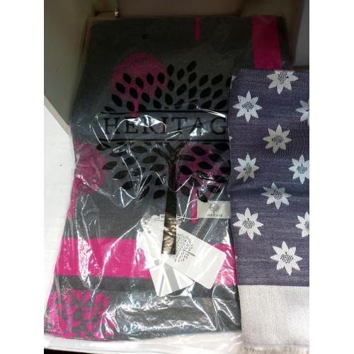 617 - A new boxed Mulberry monogram scarf, a new with tags Heritage scarf and a new purse all decorated wi... 