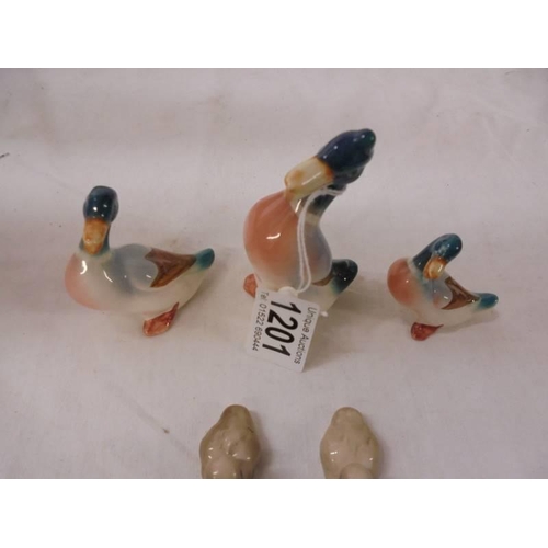 1201 - Five Beswick ducks.