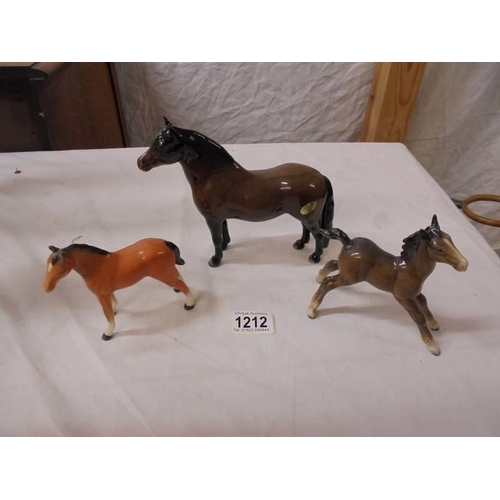 1212 - Three Beswick horses.