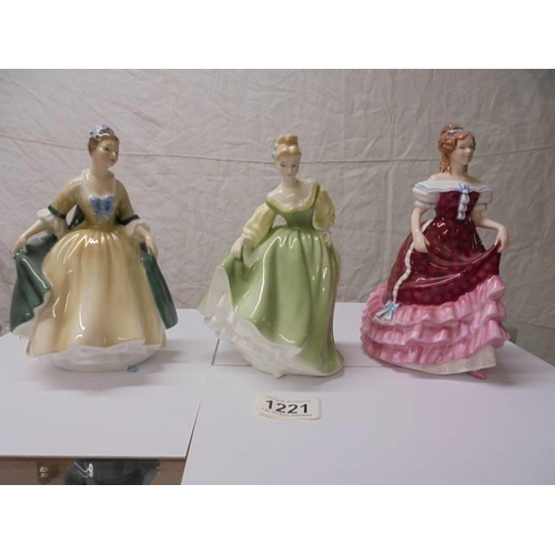 1221 - Three Royal Doulton figurines - Sweet sixteen HN3468, Fair Lady HN2193 and Elegance HN2264.