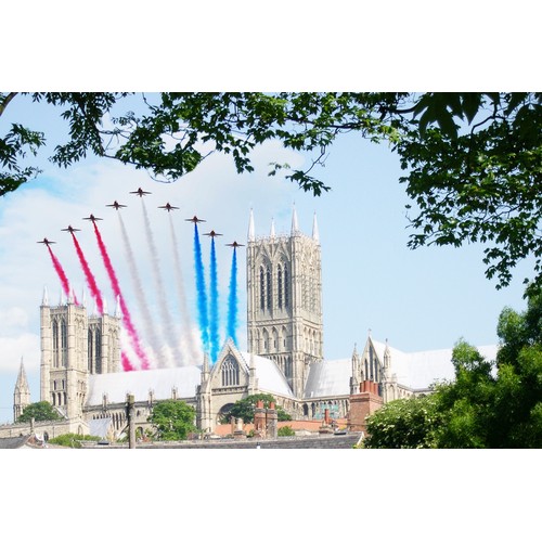 515 - Red Arrows Over Lincoln Cathedral - A framed and glazed photograph by Chris Burke (Donated by Chris ... 