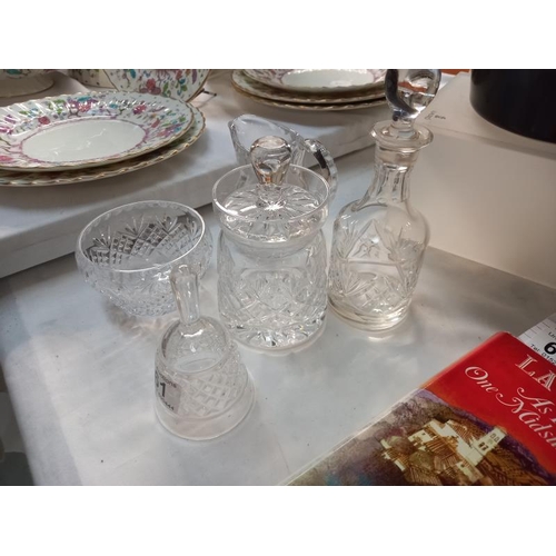 661 - 5 Pieces, of cut glass including preserve pot oil bottle etc.