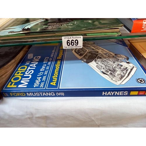 669 - A selection of car related books including Porsche, Jaguar, MGB, Ford Mustang etc.