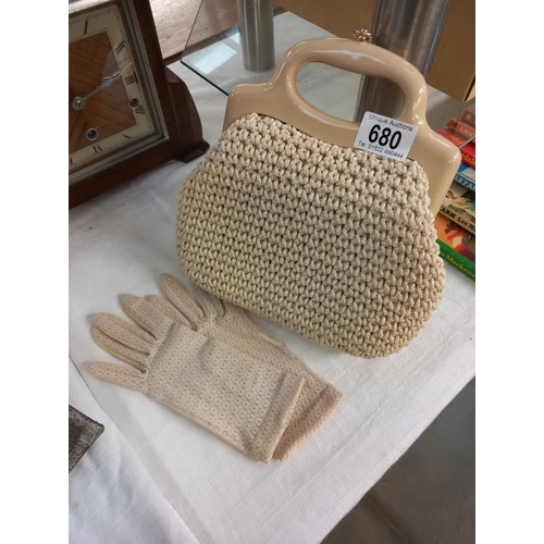 680 - A knitted style Italian handbag and gloves.