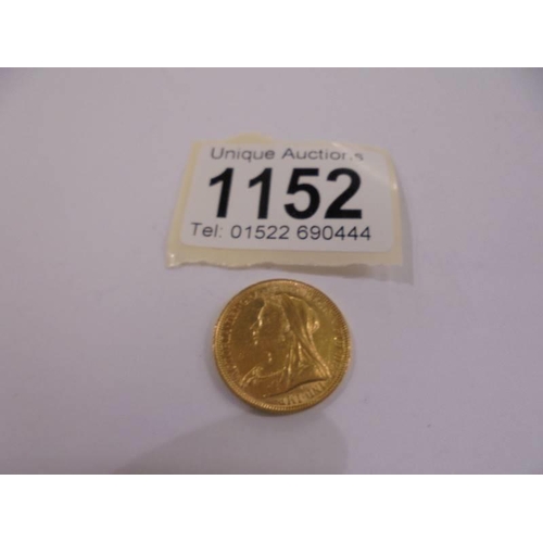 1152 - An 1896 Victorian gold sovereign.