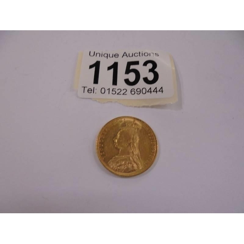 1153 - An 1891 Victorian gold sovereign. (in very good condition)