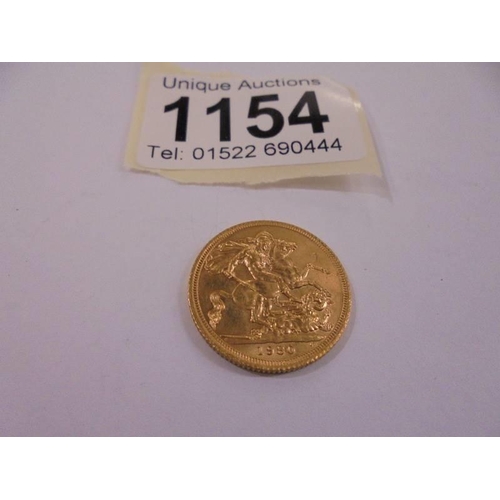 1154 - A Queen Elizabeth II 1980 gold sovereign. (in very good condition)