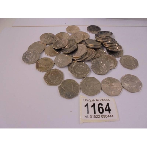 1164 - Forty five collectable Beatrix Potter 50 pence coins, (£22.50 face value).