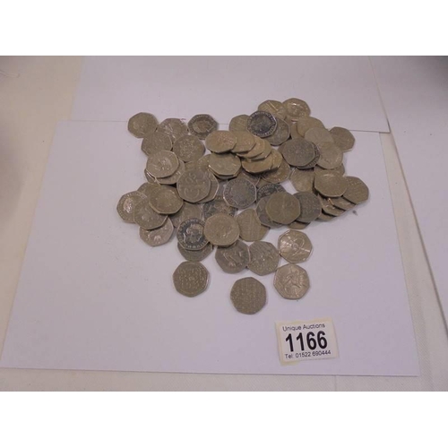 1166 - A large collection of collectable 50p coins including Benjamin Britain, Isaac Newton etc., with dupl... 