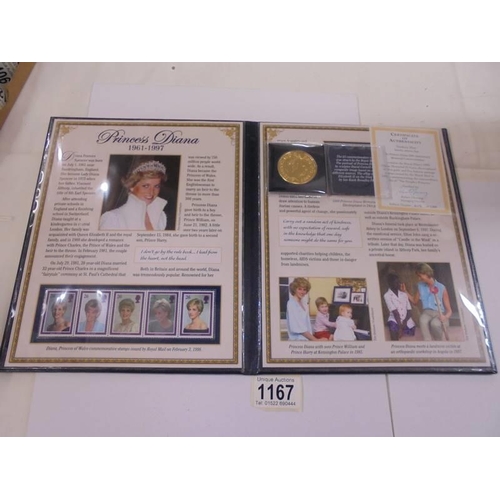 1167 - A Danbury Mint Princess Diana 20th anniversary Memorial commemorative coin.