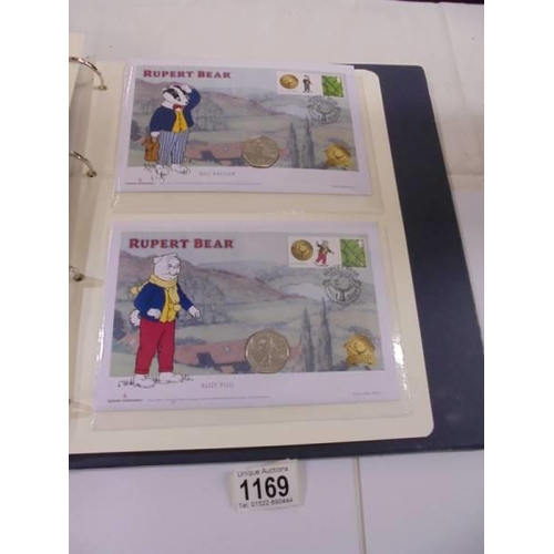 1169 - A Ruper Bear Isle of Man official 50 pence cover collection.