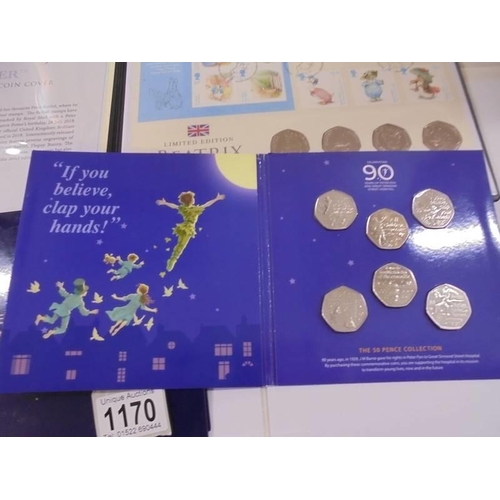 1170 - A Peter Pan, Beatrix Potter and The Pantomime 50 pence coin collections.