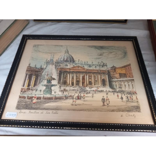 713 - 5 framed pictures of cathedrals including York, Lincoln etc