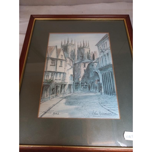 713 - 5 framed pictures of cathedrals including York, Lincoln etc