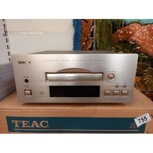 755 - A boxed Teal PD-H500L compact disc player