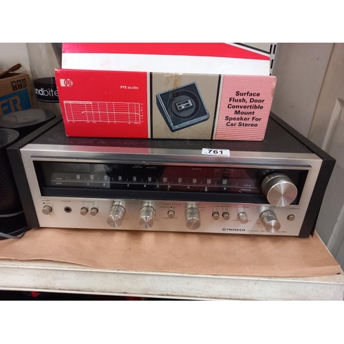 761 - A Pioneer SX-690 fm/am stereo receiver and various speakers and boxed car speakers