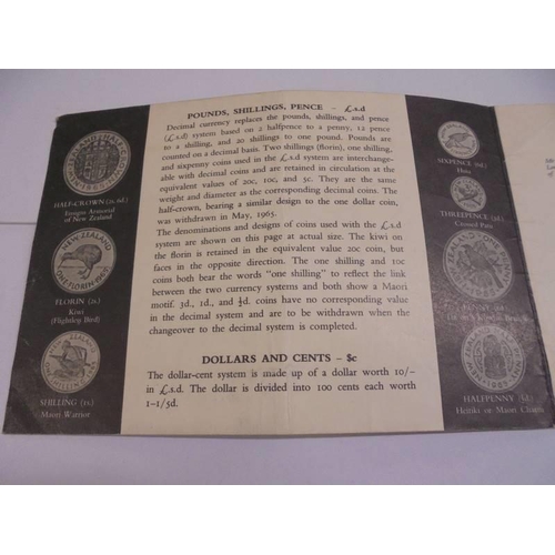 1177 - A Souvenir set of decimal coins from the first minting in 1967 by the Royal Mint for the New Zealand... 