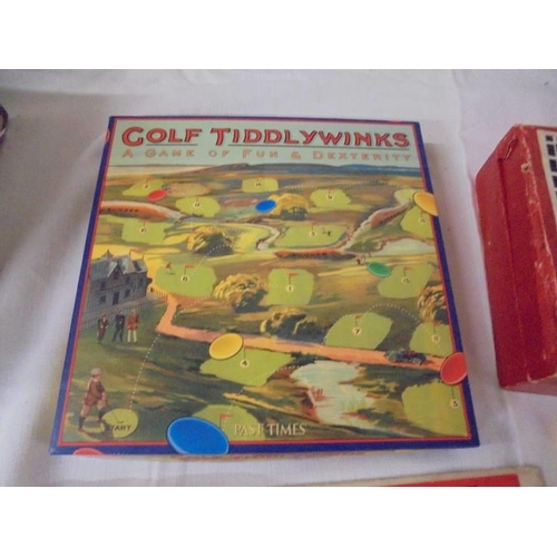 1186 - A golf tiddley winks game, vintage picture blocks, 3rd Dimension pictures etc.