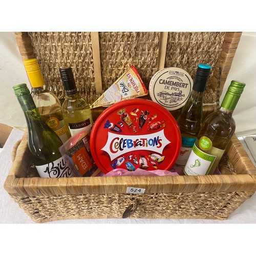 524 - A white wine, chocolate and cheese hamper. Including 5 bottle of white wine. (Donated by A Kind Lady... 